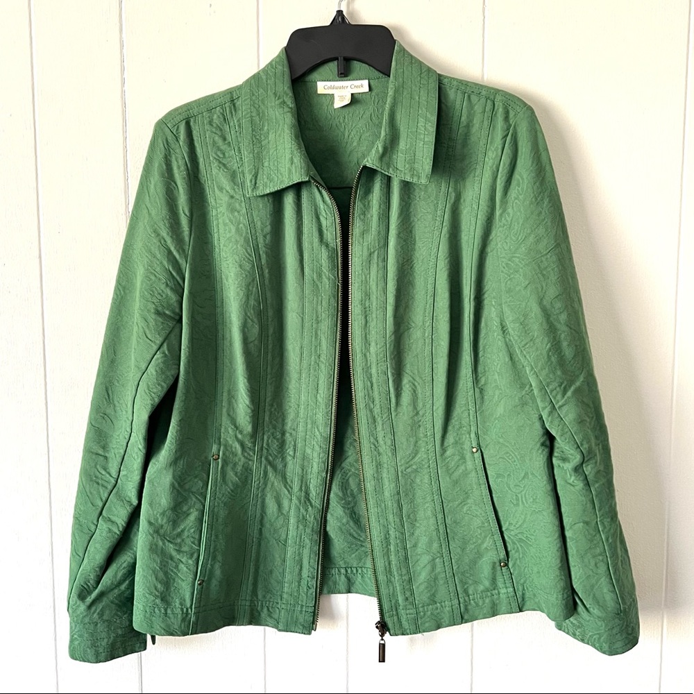 Coldwater Creek Green zip up jacket 10